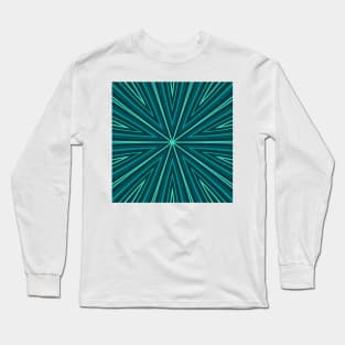 Barcode Sunburst Square (Teal Shades) Long Sleeve T-Shirt